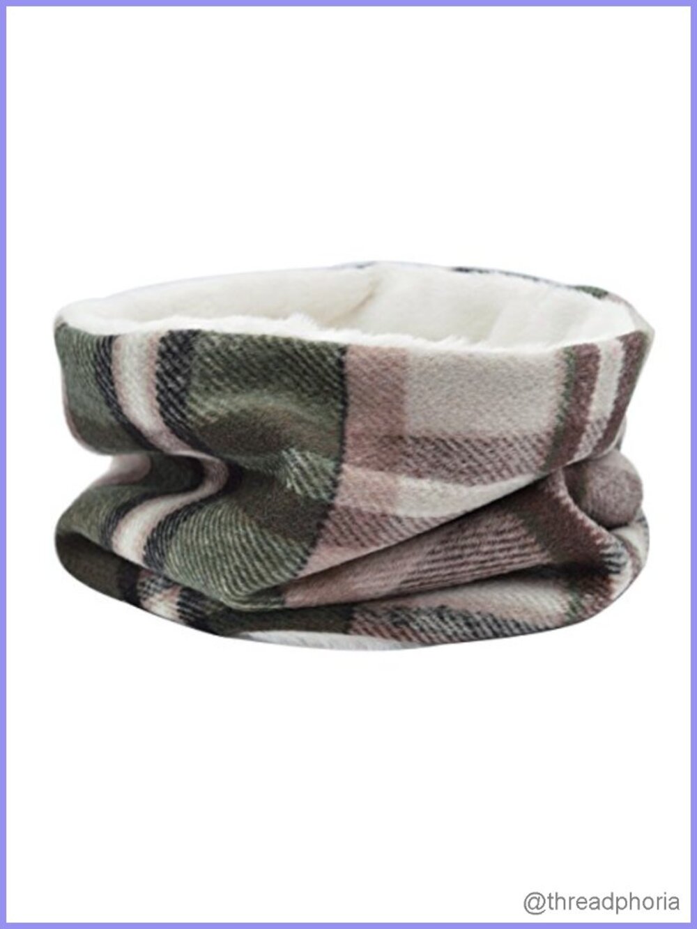 Checker Plaid Faux Fur Infinity Loop Scarf Wrap